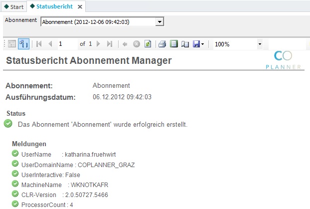 Enterprise Edition, Statusreport