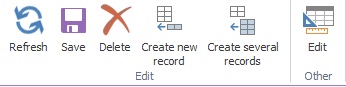 Ribbon design mode, row view